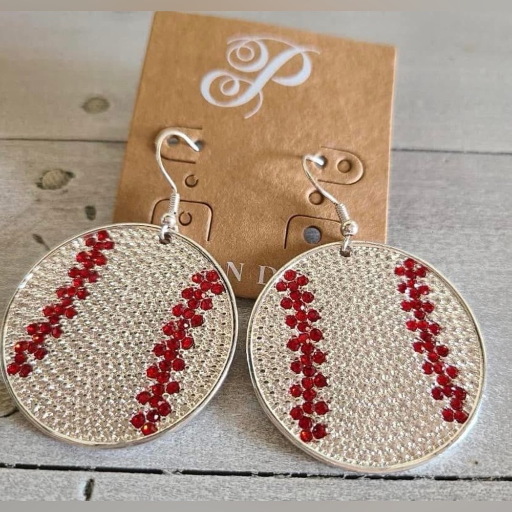 NEW Silver Baseball Earrings - Picture 9 of 9